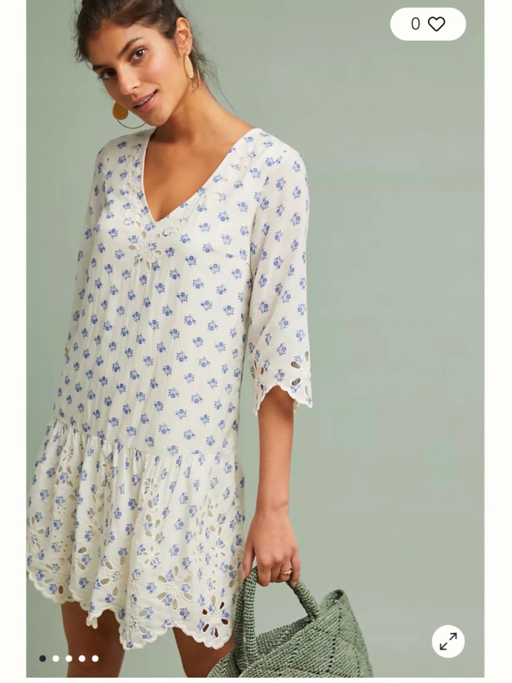 Anthropologie Meadow Rue Eyelet Tunic Dress Size Large